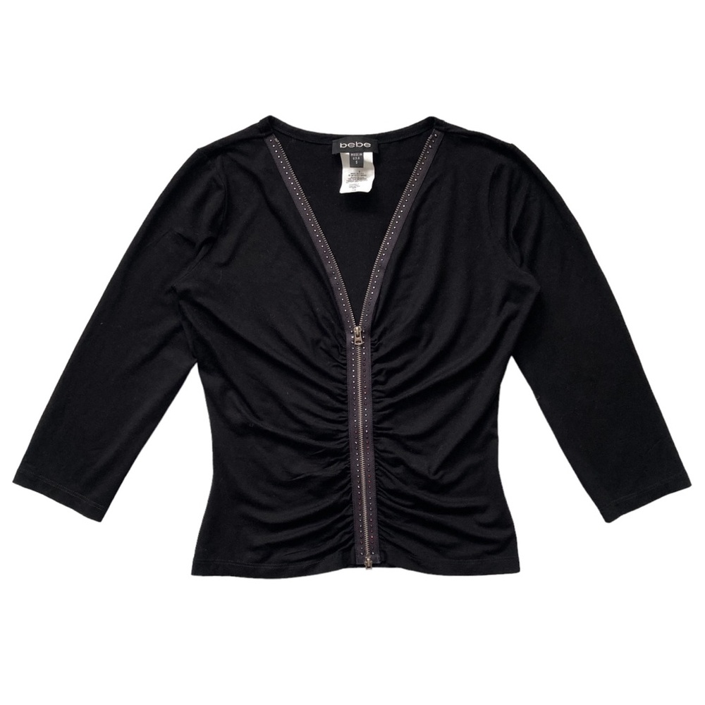 Vintage 90s Bebe Bedazzled Zip Up Top 💋